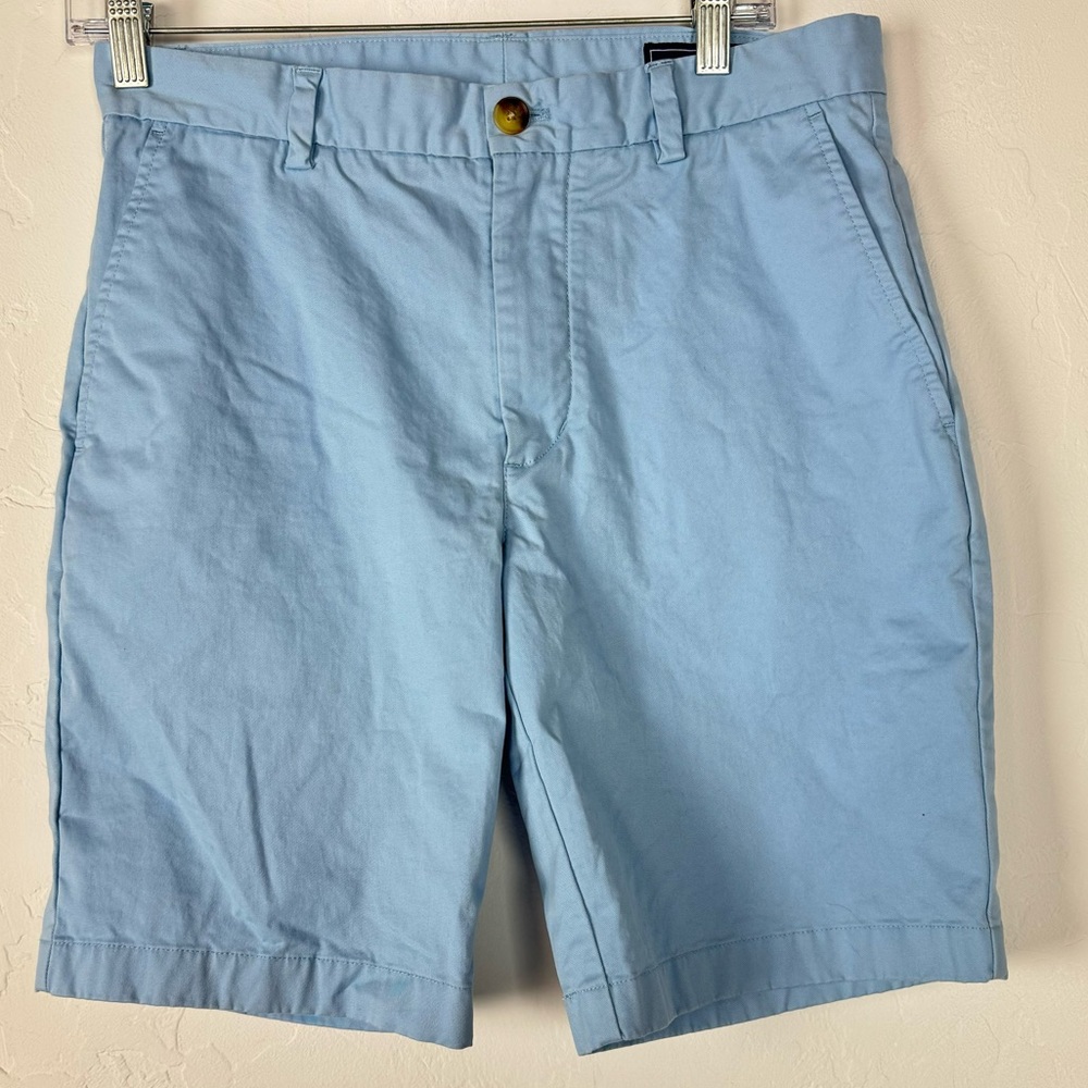 Vineyard Vines Shorts Breaker Board Khaki‎ Flat Front Light Blue Solid Knit
